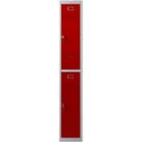 Phoenix Personal Lockers Staal Garderobekast 2 Deurs Sleutelslot 300 x 500 x 1,830 mm Grijs, Rood