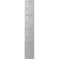 Phoenix Personal Lockers Staal Garderobekast 4 Deurs Sleutelslot 300 x 500 x 1,830 mm Grijs