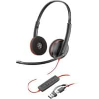 poly Blackwire Headset Achter het oor Met microfoon Stereo 3220 Zwart