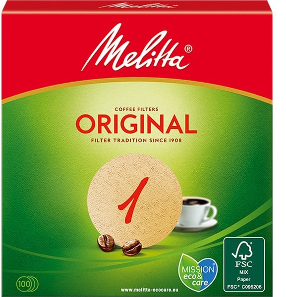 Melitta ORIGINAL 1 Wegwerp Koffiefilters Papier Bruin 95 mm 100 Stuks