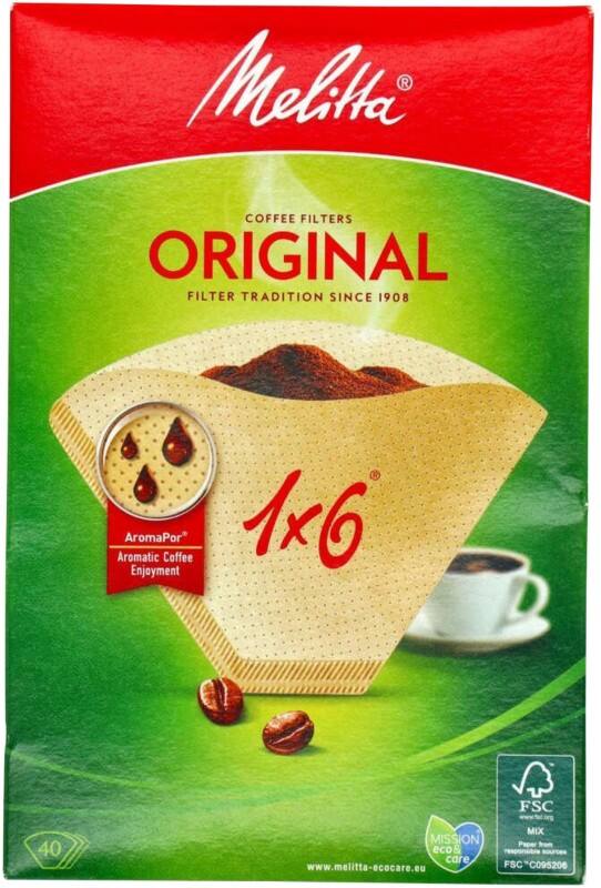 Melitta ORIGINAL 1x6 Koffiefilters Bruin 200 mm Pak van 40