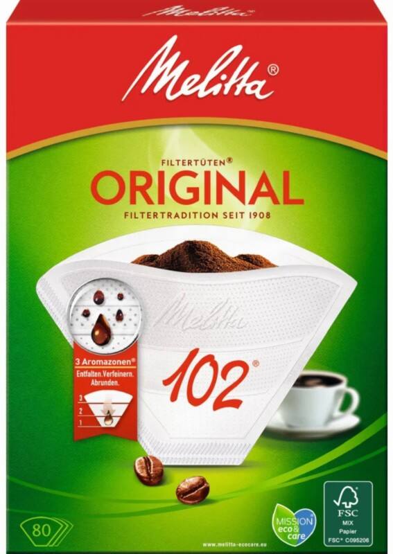 Melitta ORIGINAL 102 Koffiefilters Wit 124 mm Pak van 80