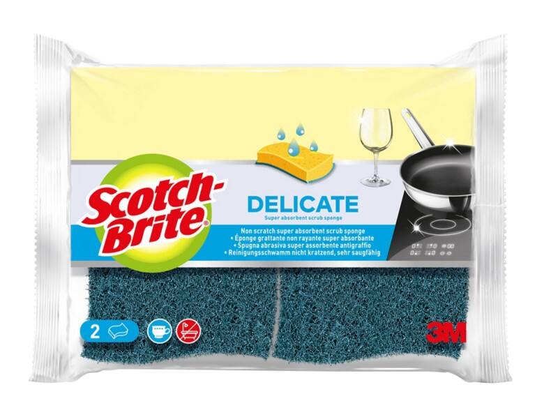 Scotch-Brite Delicate Spons 10,5 x 2,5 x 15 cm Geel 2 Stuks