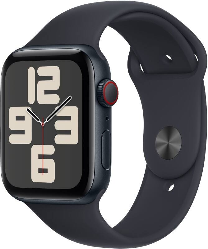 Apple Watch SE OLED 44 mm Digitaal 368 x 448 pixels Touchscreen 4G Zwart Wi-Fi GPS (satelliet)