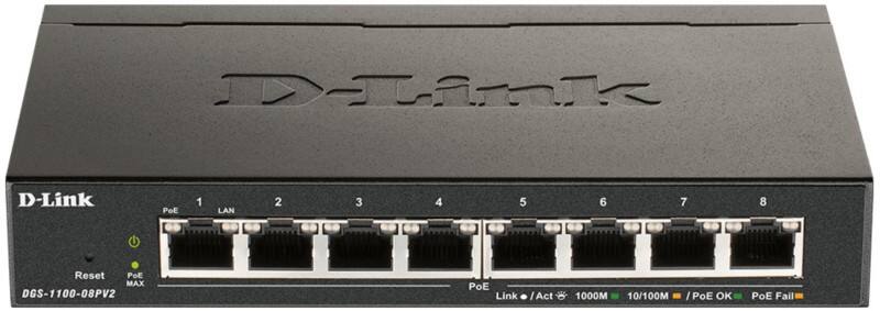 D-Link DGS-1100-08PV2 Schakelaar Managed L2/L3 Gigabit Ethernet (10/100/1000) Power over Ethernet (PoE) Zwart