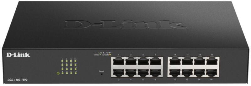 D-Link DGS-1100-16V2 Schakelaar Managed L2 Gigabit Ethernet (10/100/1000) Zwart