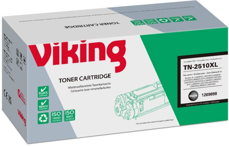 Viking TN-2510XL Compatibel Brother Tonercartridge Zwart   