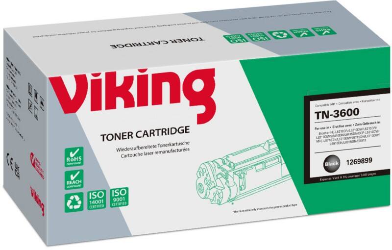 Viking TN-3600 Compatibel Brother Tonercartridge Zwart   