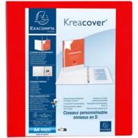 Exacompta Kreacover 60 mm Ringband Karton, PP (Polypropeen) A4+ 4 Ringen Rood 51845RE Pak van 10