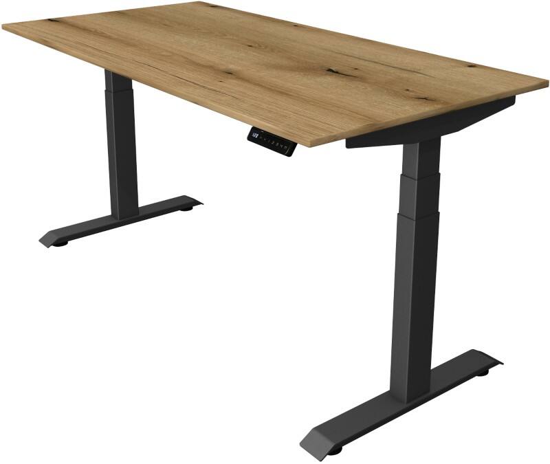 Kerkmann Elektronisch In hoogte verstelbaar Zit-sta-bureau Eiken T-poot 0 lades 0 ladeblokken 1.600 (B) x 800 (D) x 1.290 (H) mm Hout, Metaal