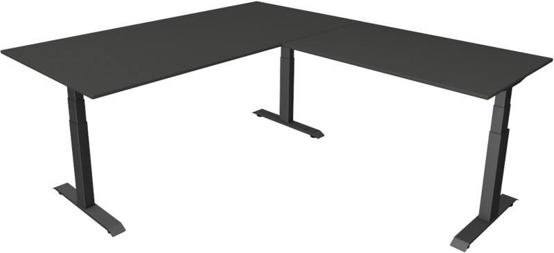 Kerkmann Elektronisch In hoogte verstelbaar Zit-sta-bureau Antraciet T-poot 0 lades 0 ladeblokken 2.000 (B) x 2.200 (D) x 1.290 (H) mm Hout, Metaal