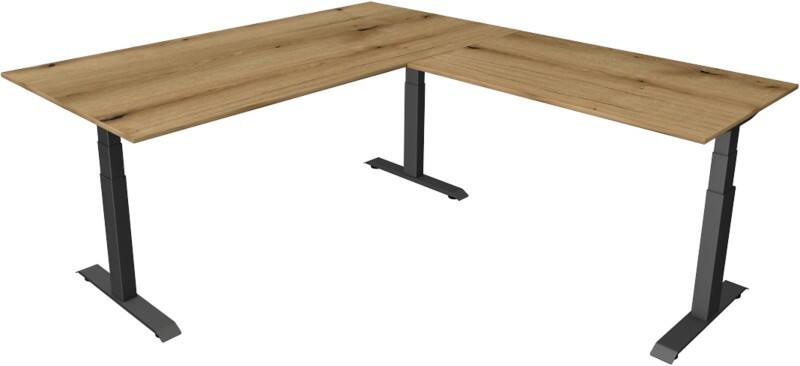 Kerkmann Elektronisch In hoogte verstelbaar Zit-sta-bureau Eiken T-poot 0 lades 0 ladeblokken 2.000 (B) x 2.200 (D) x 1.290 (H) mm Hout, Metaal