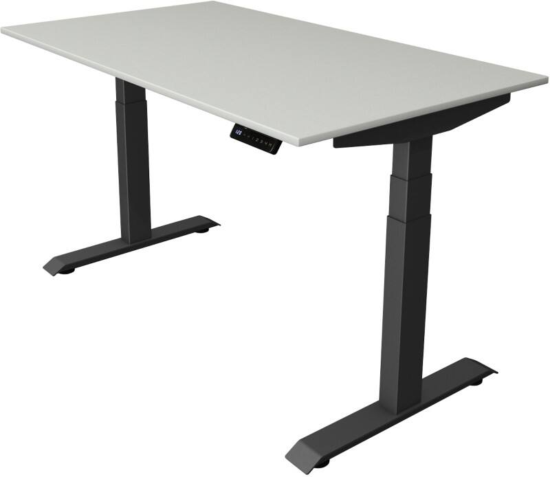 Kerkmann Elektronisch In hoogte verstelbaar Zit-sta-bureau Lichtgrijs T-poot 0 lades 0 ladeblokken 1.400 (B) x 800 (D) x 1.290 (H) mm Hout, Metaal