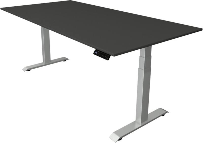 Kerkmann Elektronisch In hoogte verstelbaar Zit-sta-bureau Antraciet T-poot 0 lades 0 ladeblokken 2.000 (B) x 1.000 (D) x 1.290 (H) mm Hout, Metaal