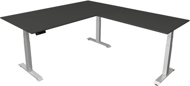 Kerkmann Elektronisch In hoogte verstelbaar Zit-sta-bureau Antraciet T-poot 0 lades 0 ladeblokken 2.000 (B) x 2.200 (D) x 1.290 (H) mm Hout, Metaal