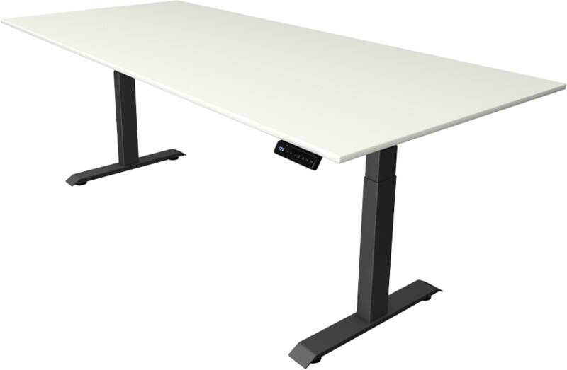 Kerkmann Elektronisch In Hoogte Verstelbaar Zit-sta-bureau Wit T-poot 0 lades 0 ladeblokken 2.250 (B) x 1.000 (D) x 1.290 (H) mm Hout, Metaal