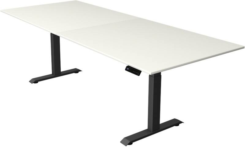 Kerkmann Elektronisch In hoogte verstelbaar Zit-sta-bureau Wit T-poot 0 lades 0 ladeblokken 2.500 (B) x 1.000 (D) x 1.290 (H) mm Hout, Metaal