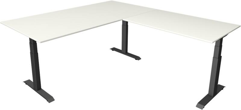 Kerkmann Elektronisch In Hoogte Verstelbaar Zit-sta-bureau Wit T-poot 0 lades 0 ladeblokken 2.000 (B) x 2.200 (D) x 1.290 (H) mm Hout, Metaal