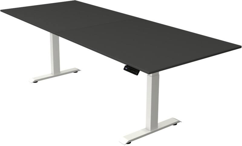 Kerkmann Elektronisch In hoogte verstelbaar Zit-sta-bureau Antraciet T-poot 0 lades 0 ladeblokken 2.500 (B) x 1.000 (D) x 1.290 (H) mm Hout, Metaal