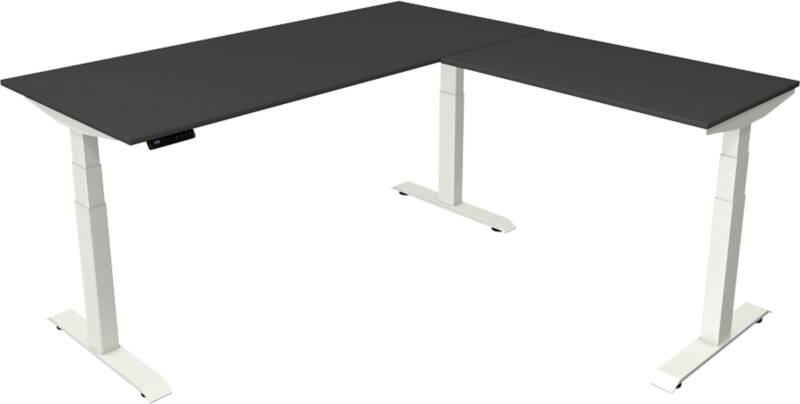 Kerkmann Elektronisch In hoogte verstelbaar Zit-sta-bureau Antraciet T-poot 0 lades 0 ladeblokken 1.800 (B) x 1.800 (D) x 1.290 (H) mm Hout, Metaal