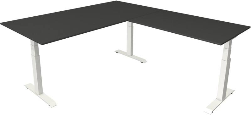 Kerkmann Elektronisch In hoogte verstelbaar Zit-sta-bureau Antraciet T-poot 0 lades 0 ladeblokken 2.000 (B) x 2.200 (D) x 1.290 (H) mm Hout, Metaal