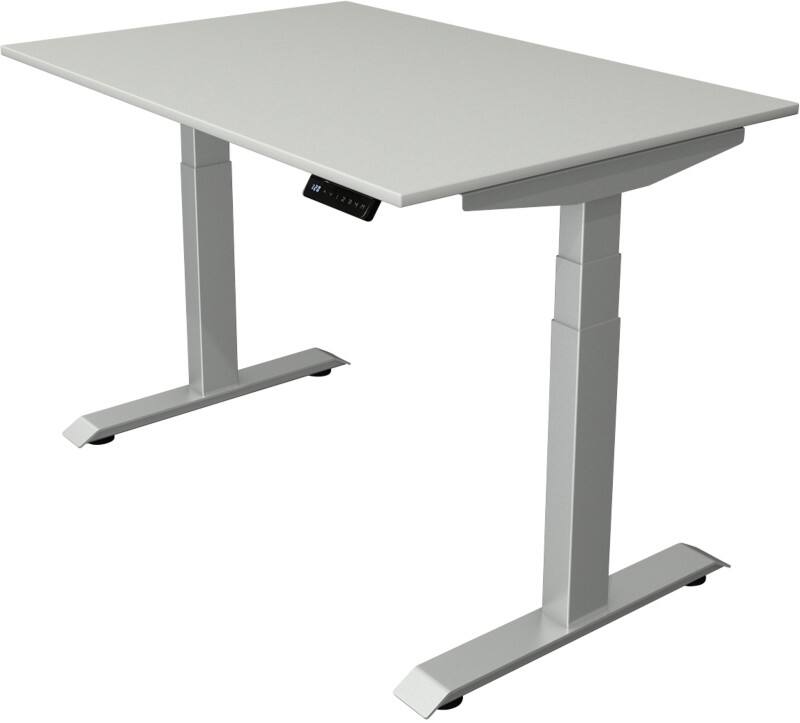Kerkmann Elektronisch In hoogte verstelbaar Zit-sta-bureau Lichtgrijs T-poot 0 lades 0 ladeblokken 1.200 (B) x 800 (D) x 1.290 (H) mm Hout, Metaal