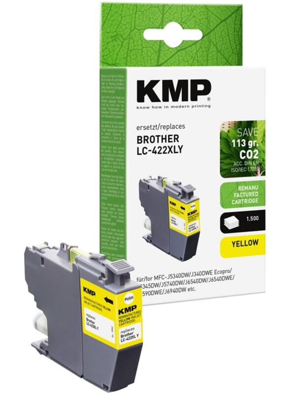 KMP LC422XLY Compatibel Brother Inktcartridge Geel