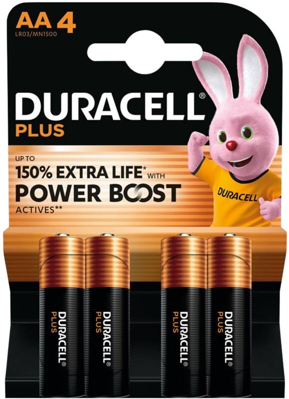Duracell Batterijen Plus Power Boost AA LR6 Alkaline 4 Stuks