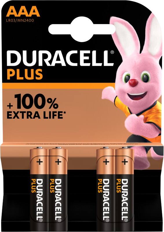 Duracell Batterijen Plus Power Boost AAA LR03 Alkaline 4 Stuks