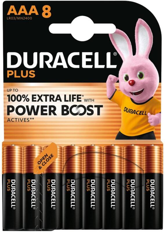 Duracell Batterijen DURACELL PLUS AAA LR03 Alkaline 8 stuks
