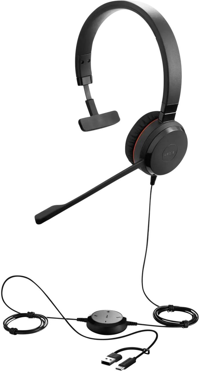Jabra Evolve Bedraad Headset Over het hoofd USB Noise-cancelling microfoon Mono 20 SE Zwart