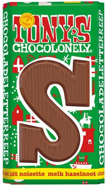 Tony's Chocolonely Chocoladeletter Hazelnoot 'S' 180 g