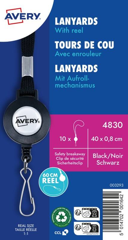 AVERY Zweckform Sleutelkoord Clip Zwart 10 stuks