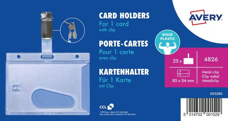 AVERY Zweckform Beveiligingspas Clip 8,5 x 5,4 cm Kunststof 25 stuks