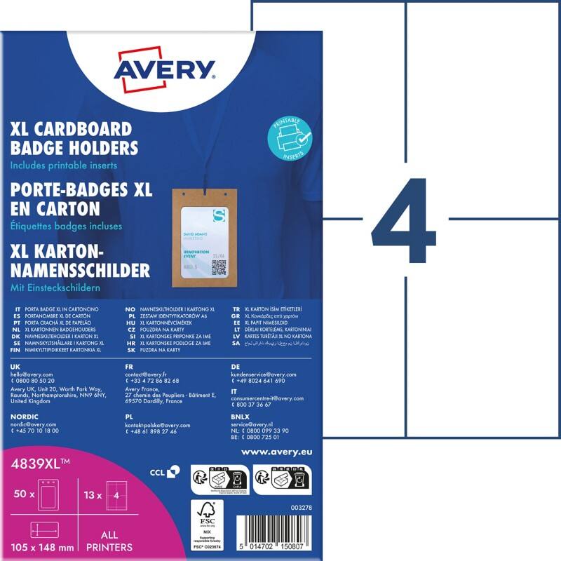 AVERY Zweckform Naamkaartje 10,5 x 14,8 cm 50 stuks