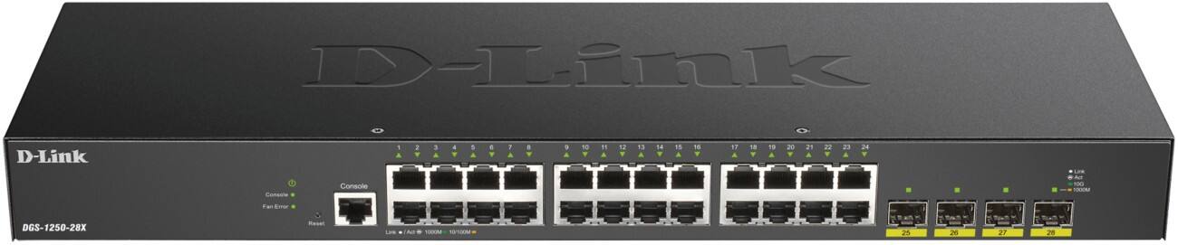 D-LINK DGS-1250-28X/E Gigabit Smart Switch 24-poorts 128 Gbit/s