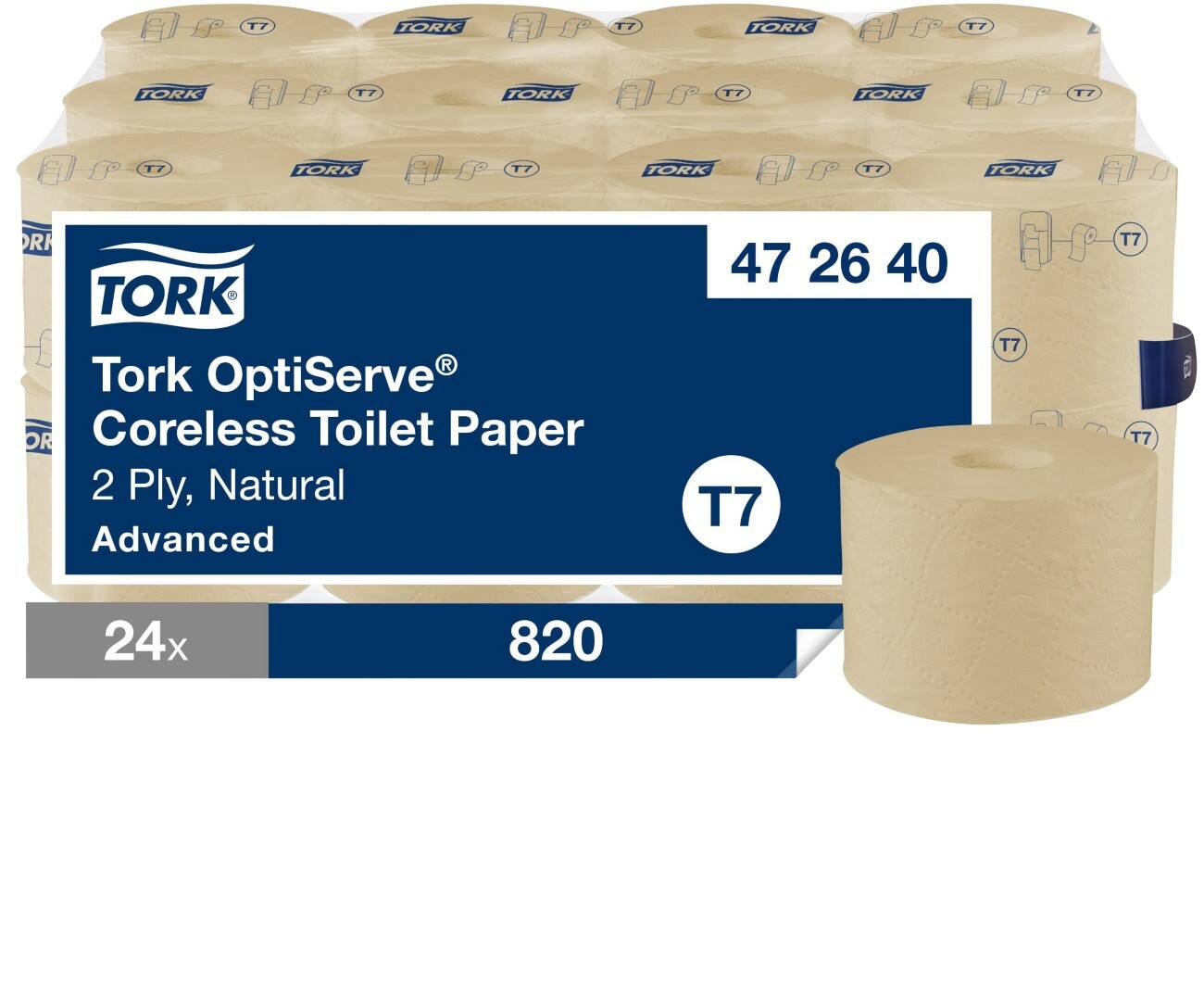 Tork Coreless Toiletpapier T7 Beige 2-laags 24 Rollen à 820 Vellen