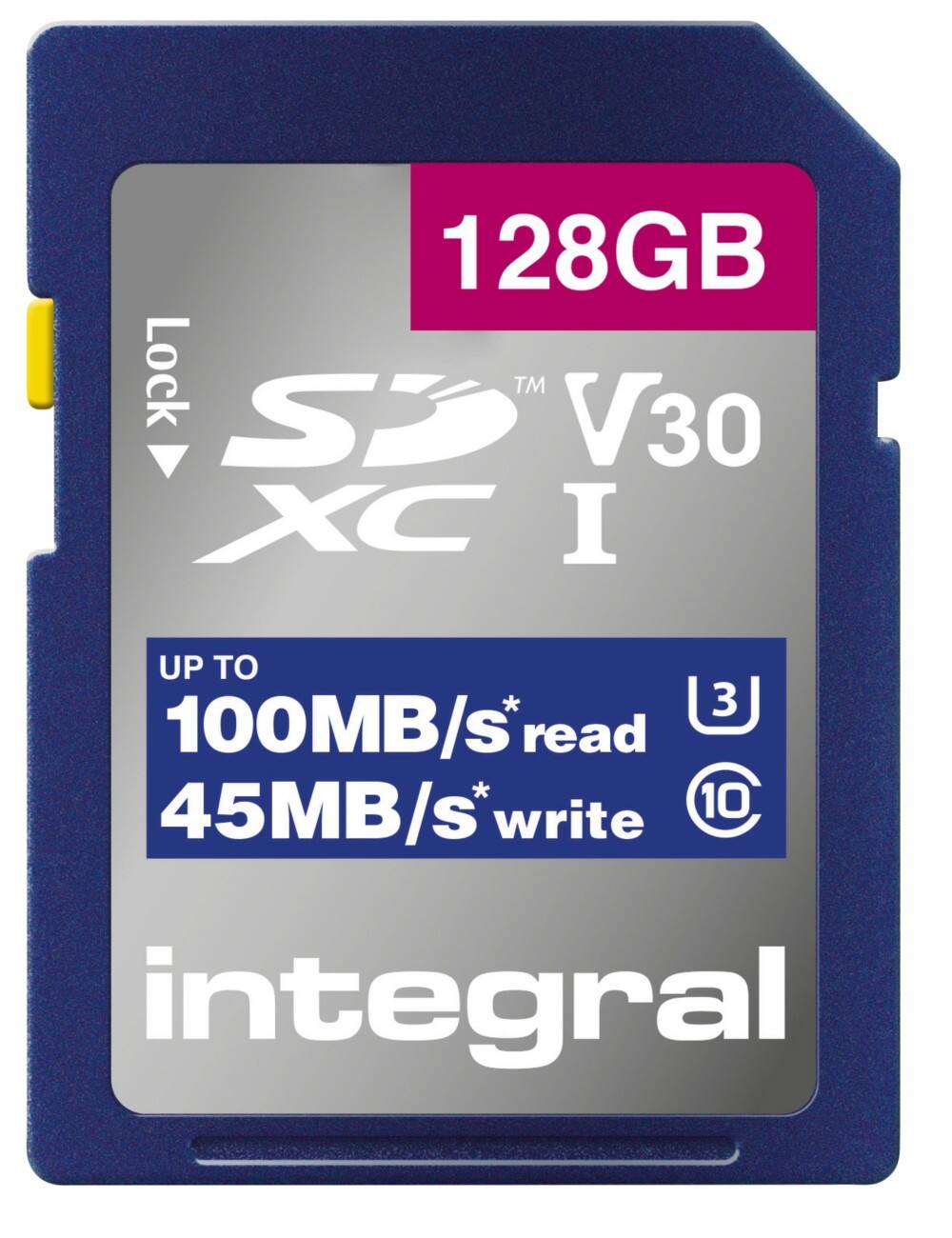 Integral 128 GB SD-kaart SDXC UHS-1 U3 CL10 V30 OP R-100 MBS