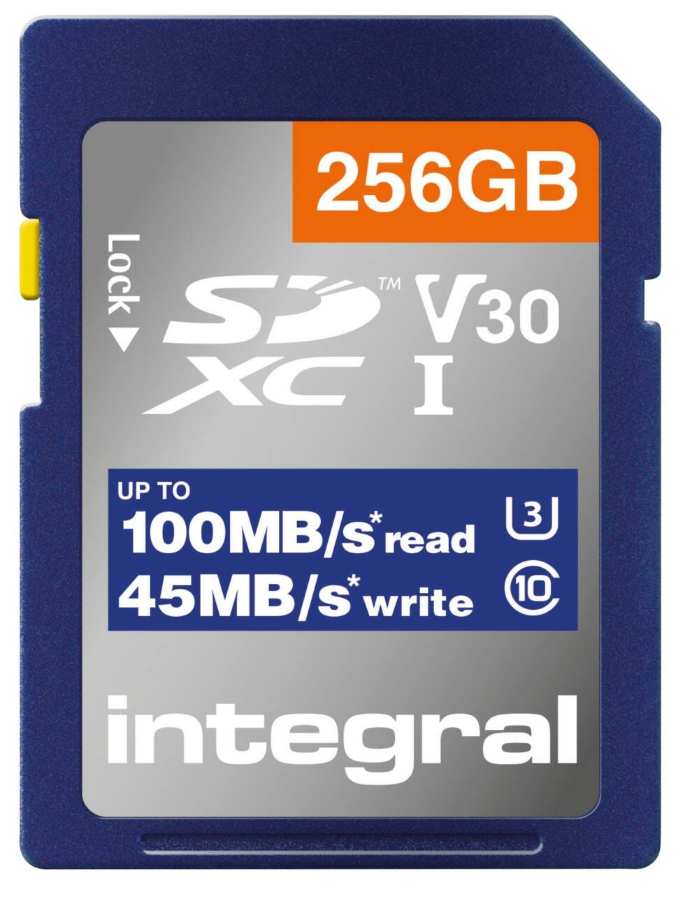 Integral 256 GB SD-kaart SDXC UHS-1 U3 CL10 V30 OP R-100 MBS