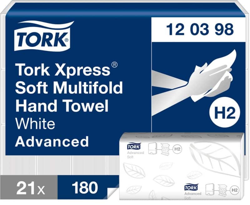 Tork Xpress  Papieren handdoek H2 M-vouw Wit 2-laags 120398 21 Stuks à 180 Vellen