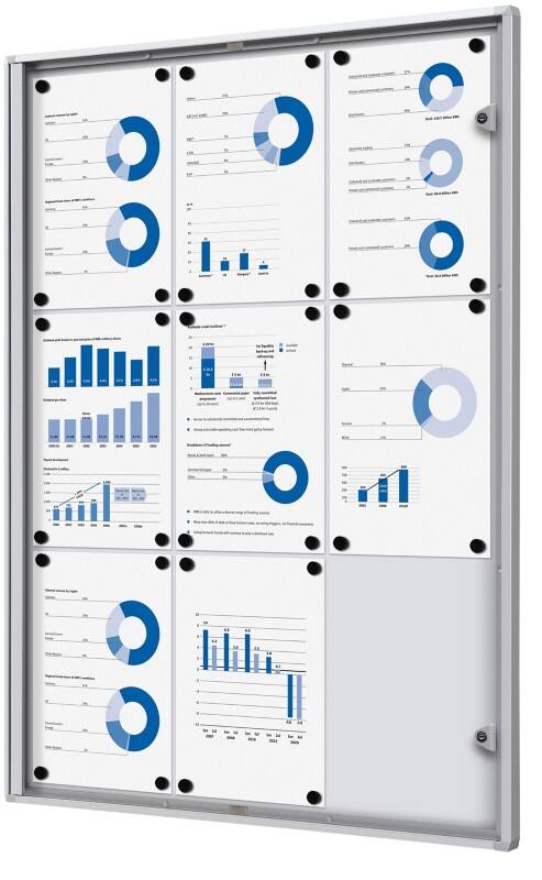 Showdown Vitrine Magnetisch 71,1 (B) x 96,3 (H) cm Zilver 9 x A4