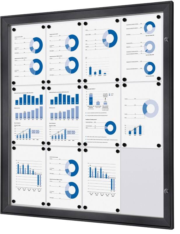 Showdown Vitrine Magnetisch 96,1 (B) x 100,4 (H) cm Antraciet 12 x A4