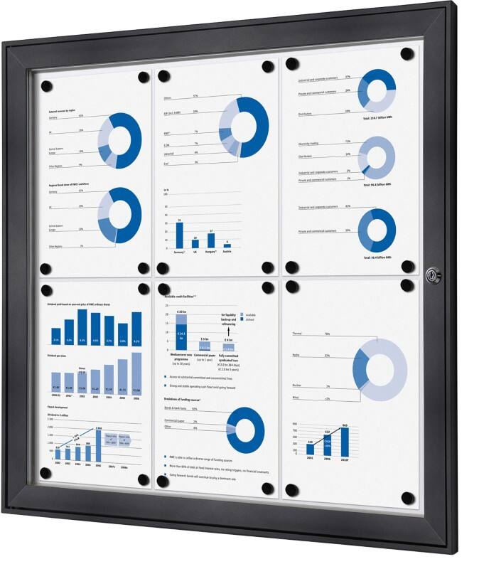 Showdown Vitrine Magnetisch 74,1 (B) x 69,6 (H) cm Antraciet 6 x A4