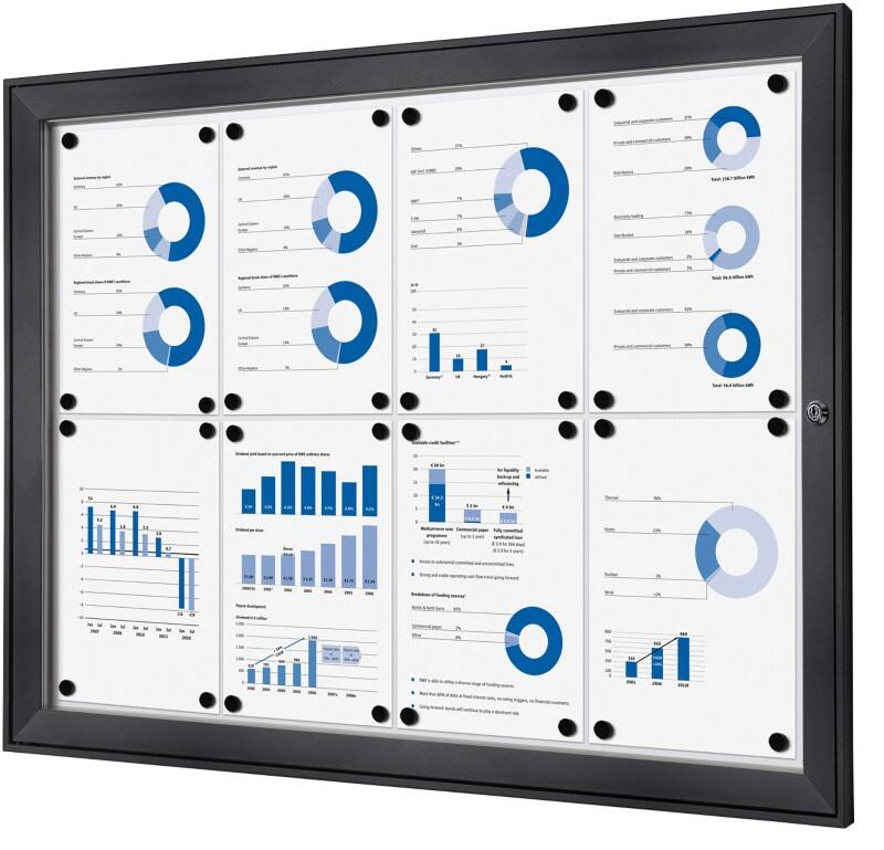 Showdown Vitrine Magnetisch 96,1 (B) x 69,6 (H) cm Antraciet 8 x A4