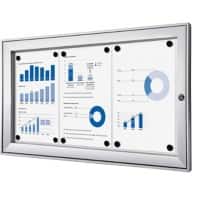 Showdown Vitrine Magnetisch 74,1 (B) x 38,8 (H) cm Zilver 3 x A4