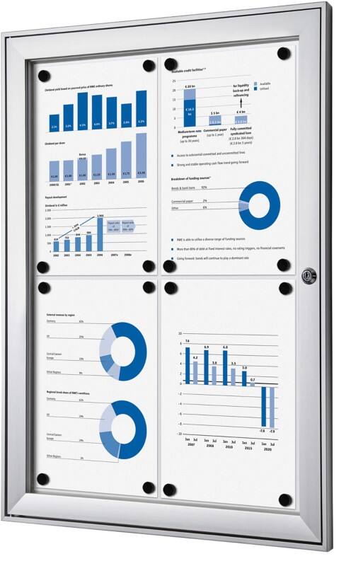 Showdown Vitrine Magnetisch 52,1 (B) x 69,6 (H) cm Zilver 4 x A4