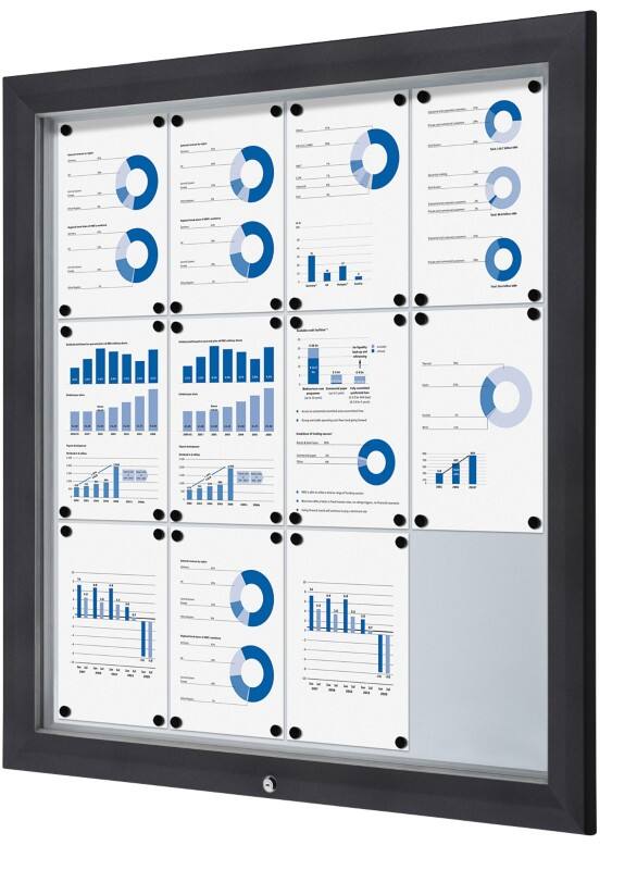 Showdown Vitrine Magnetisch 102,5 (B) x 106,7 (H) cm Antraciet 12 x A4