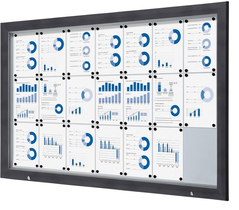 Showdown Vitrine Magnetisch 168,5 (B) x 106,7 (H) cm Antraciet 21 x A4