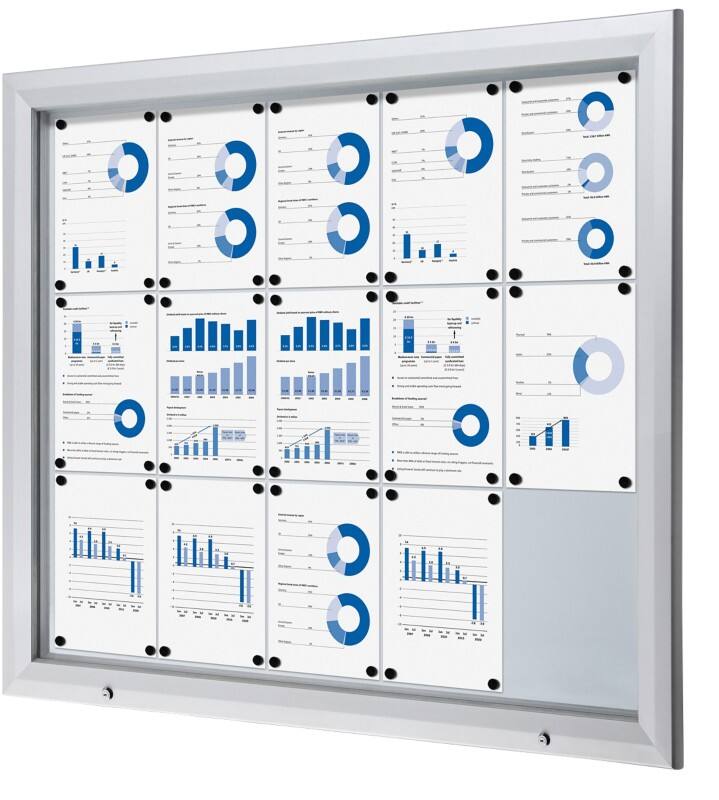 Showdown Vitrine Magnetisch 124,5 (B) x 106,7 (H) cm Zilver 15 x A4