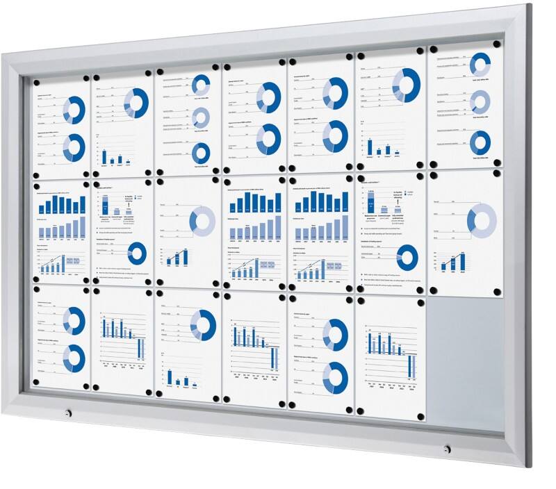 Showdown Vitrine Magnetisch 168,5 (B) x 106,7 (H) cm Zilver 21 x A4